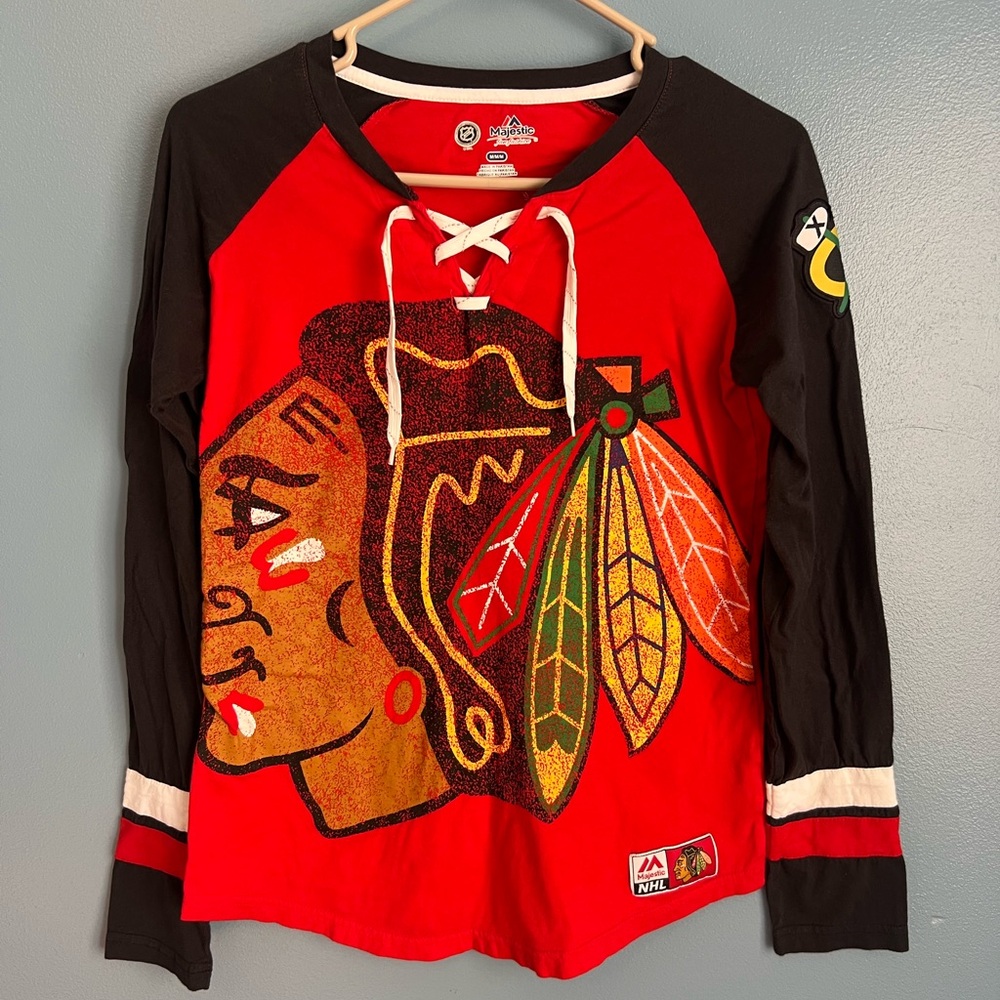 NHL Chicago Blackhawks Red and Black Lace-Up Shirt
